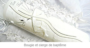 Bougie et cierge de bapt&ecirc;me