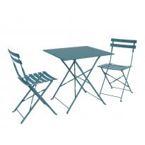 Table de jardin bistrot pliante m&eacute;tal 2 chaises EMILIA