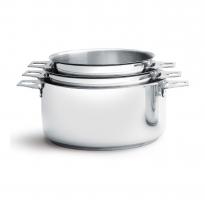 Batterie de 3 casseroles en inox amovibles