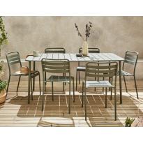 Table de jardin m&eacute;tal + 6 assises